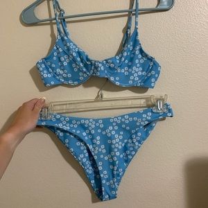 Blue and White Floral Bikini